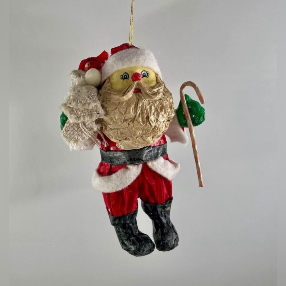 Vintage Santa Clause Paper Mache Christmas Ornament